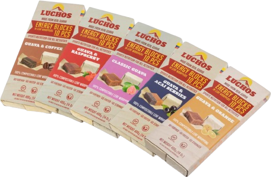 Luchos Energy Blocks in all five guava flavours